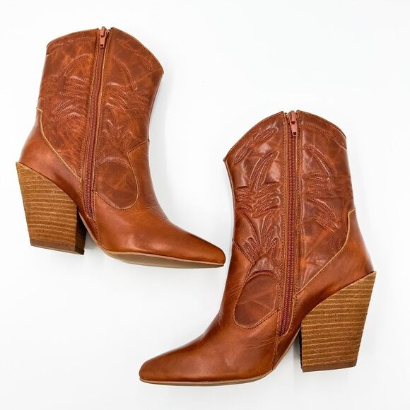 Jeffrey Campbell Leather Midpark Western Boots Ankle Pointed Toe Booties Size 7 - Picture 5 of 10